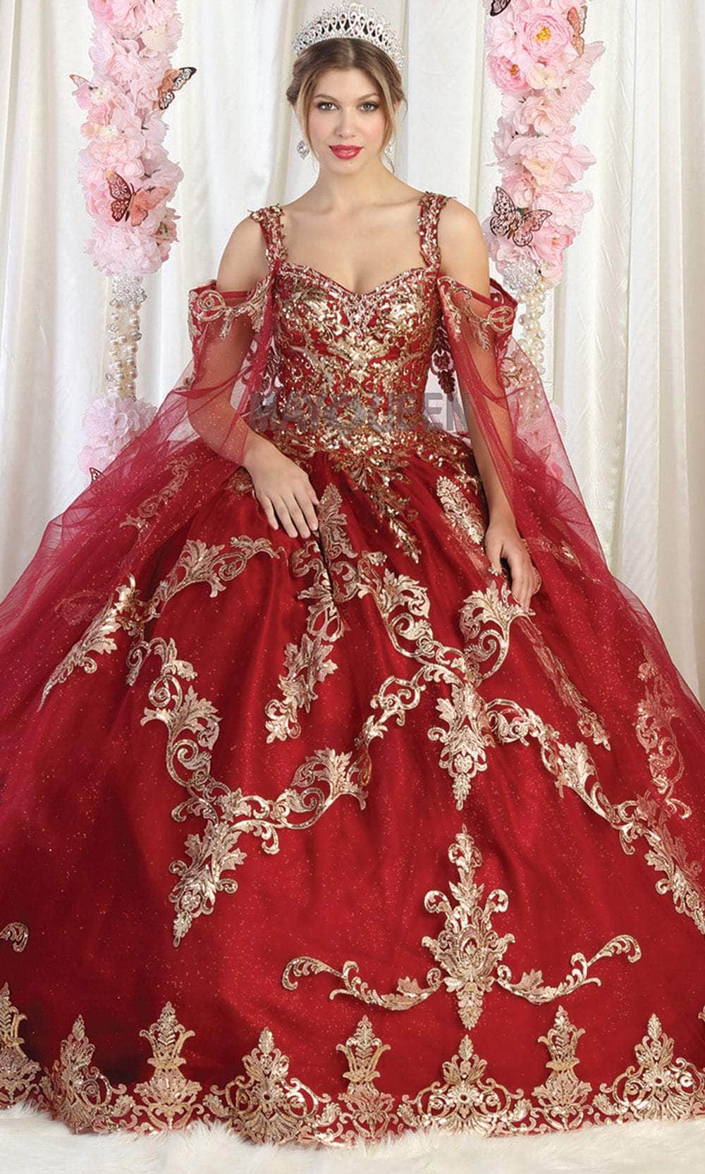 Image of May Queen LK210 - Cold Shoulder Embellished Quinceanera Dress