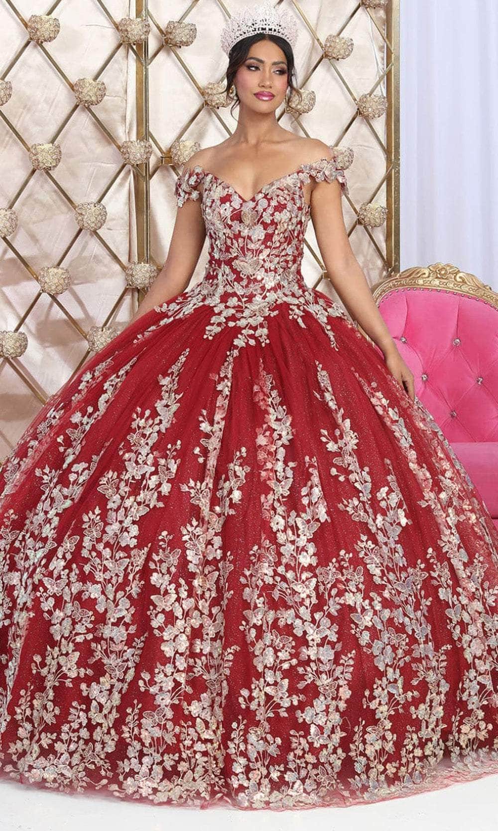 Image of May Queen LK228 - Butterfly Applique Ballgown
