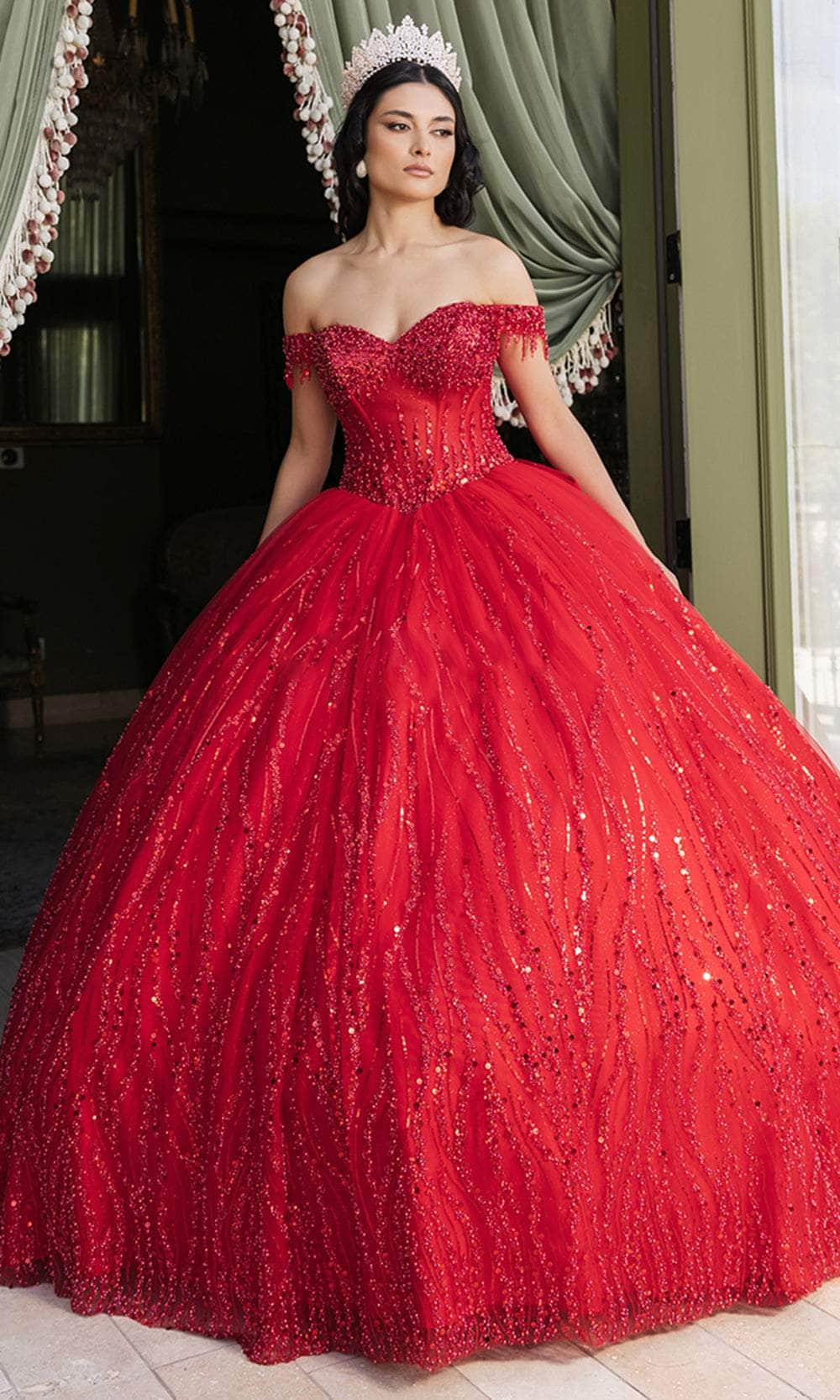 Image of May Queen LK264 - Sequin Basque Ballgown