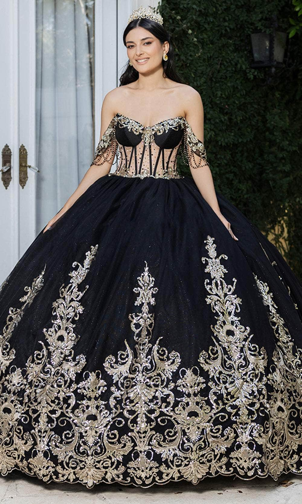 Image of May Queen LK267 - Sequin Illusion Ballgown