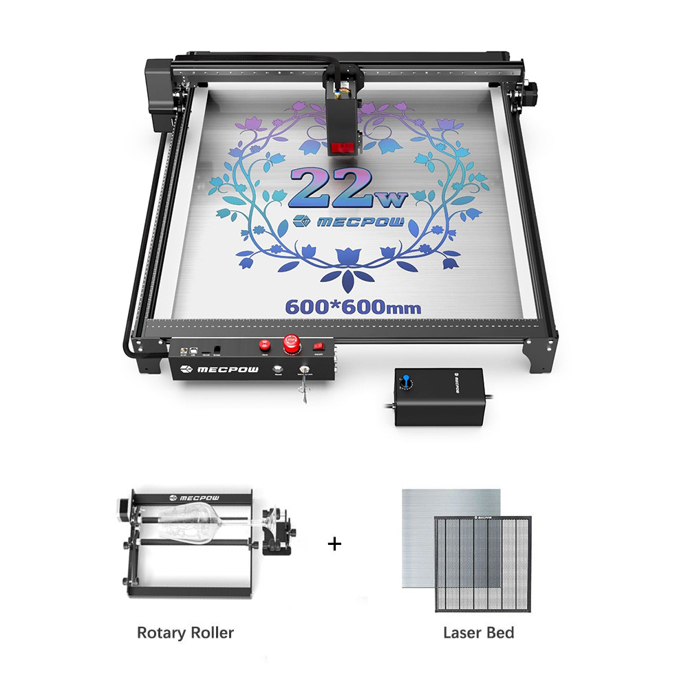 Image of Mecpow X5 22W Laser + Rotary Roller + Laser Bed