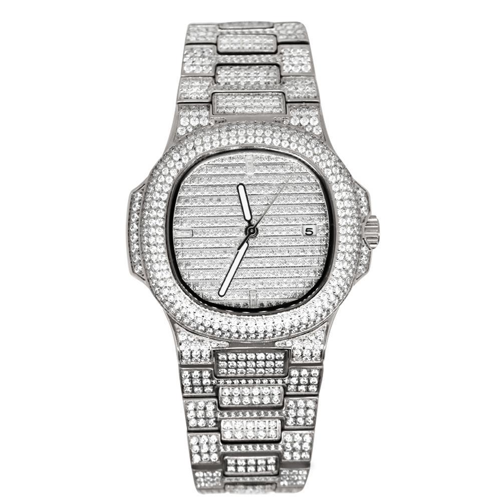 Image of Modern CZ Stainless Steel Watch in White Gold ID 14450626265130