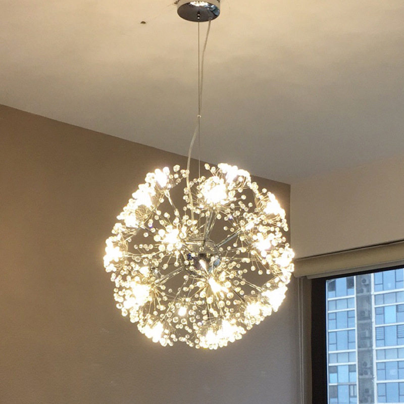 Image of Modern Crystal Chandelier Lighting LED Pendant Lamp Hanging Lights Over Island Chrome Fixtures Dining Room Pendant Lamps Ball