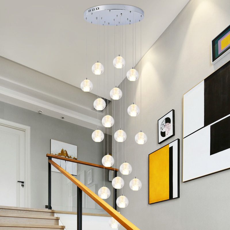 Image of Modern LED Crystal Chandelier G4 Ball Lamp Staircase Living Room Decoration Kitchen Bedroom Suspension Pendant Hanging Lights Villa Duplex S