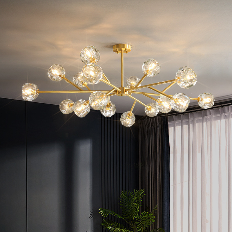 Image of Modern led Crystla Pendant Light Luxury Restaurant Chandelier Lighting Nordic Living Room Bedroom Crystal Lamp Wrought Iron Gold Chandelier