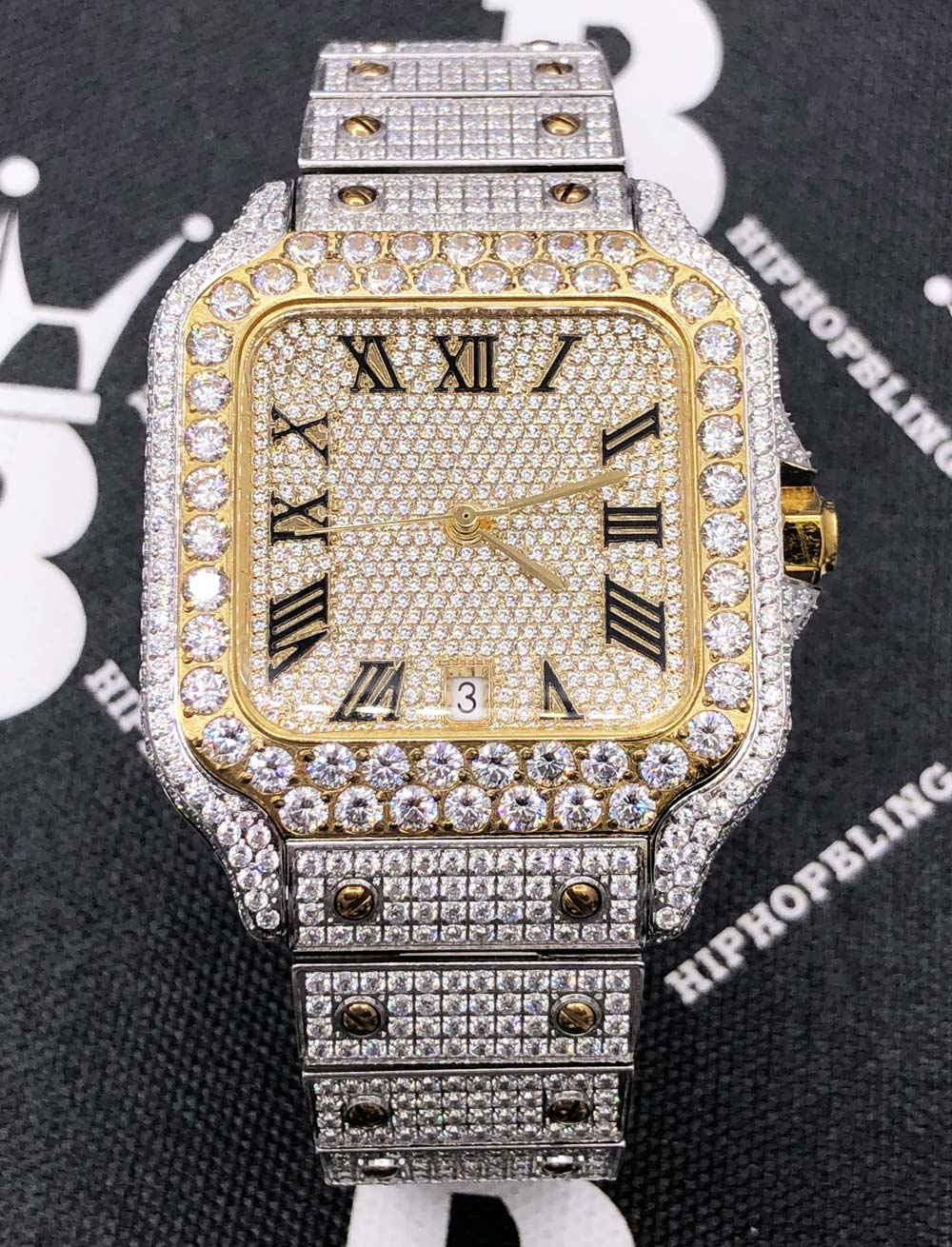 Image of Moissanite VVS Iced Out Baller Square Steel Bust Down Watch ID 41802926522561