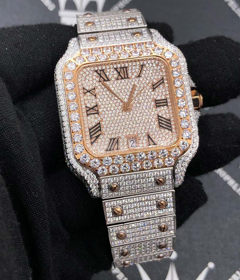 Image of Moissanite VVS Iced Out Baller Square Steel Bust Down Watch ID 41802926555329