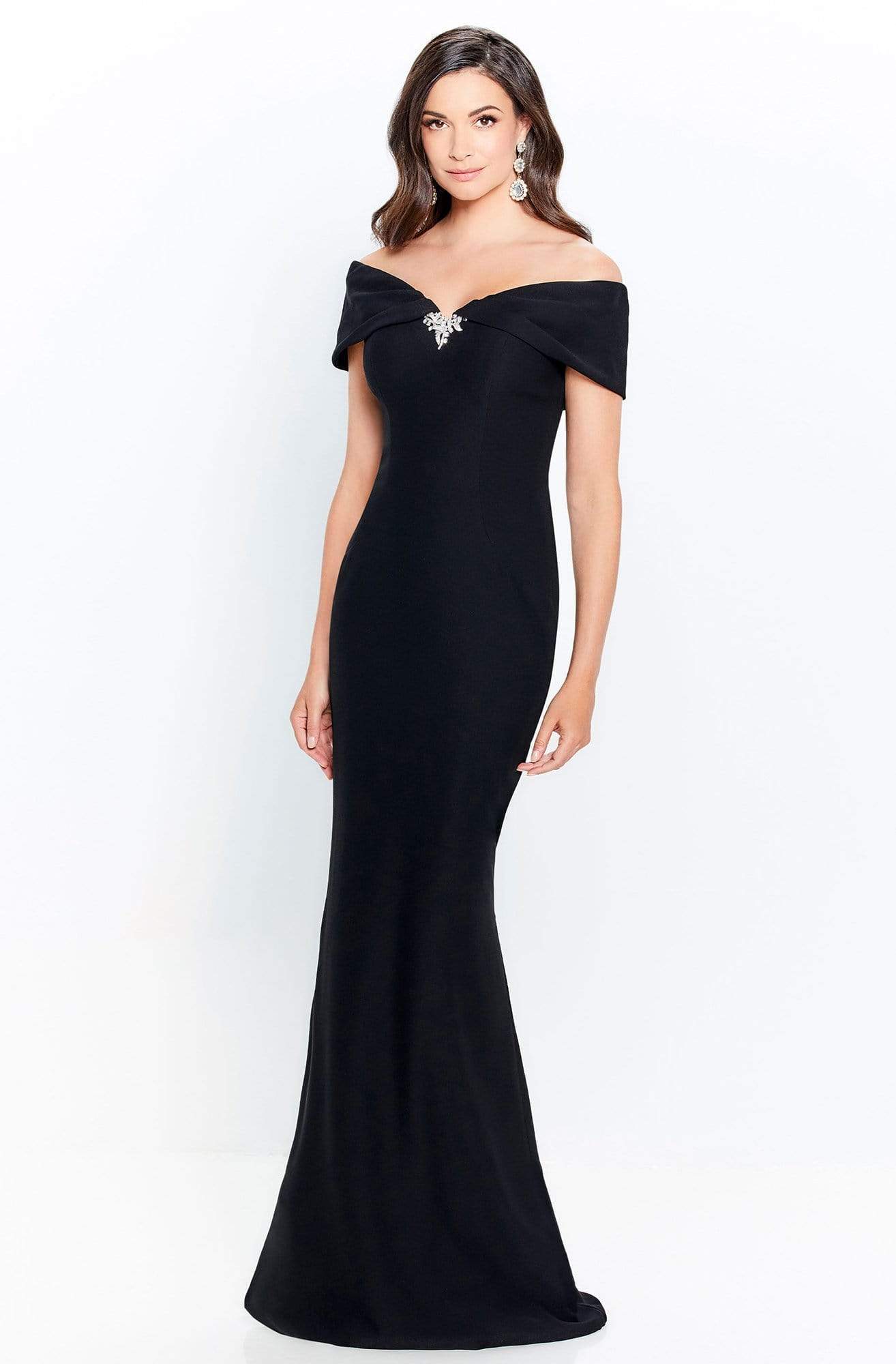 Image of Montage by Mon Cheri - 120905 Off Shoulder Brooch Accent Sheath Gown