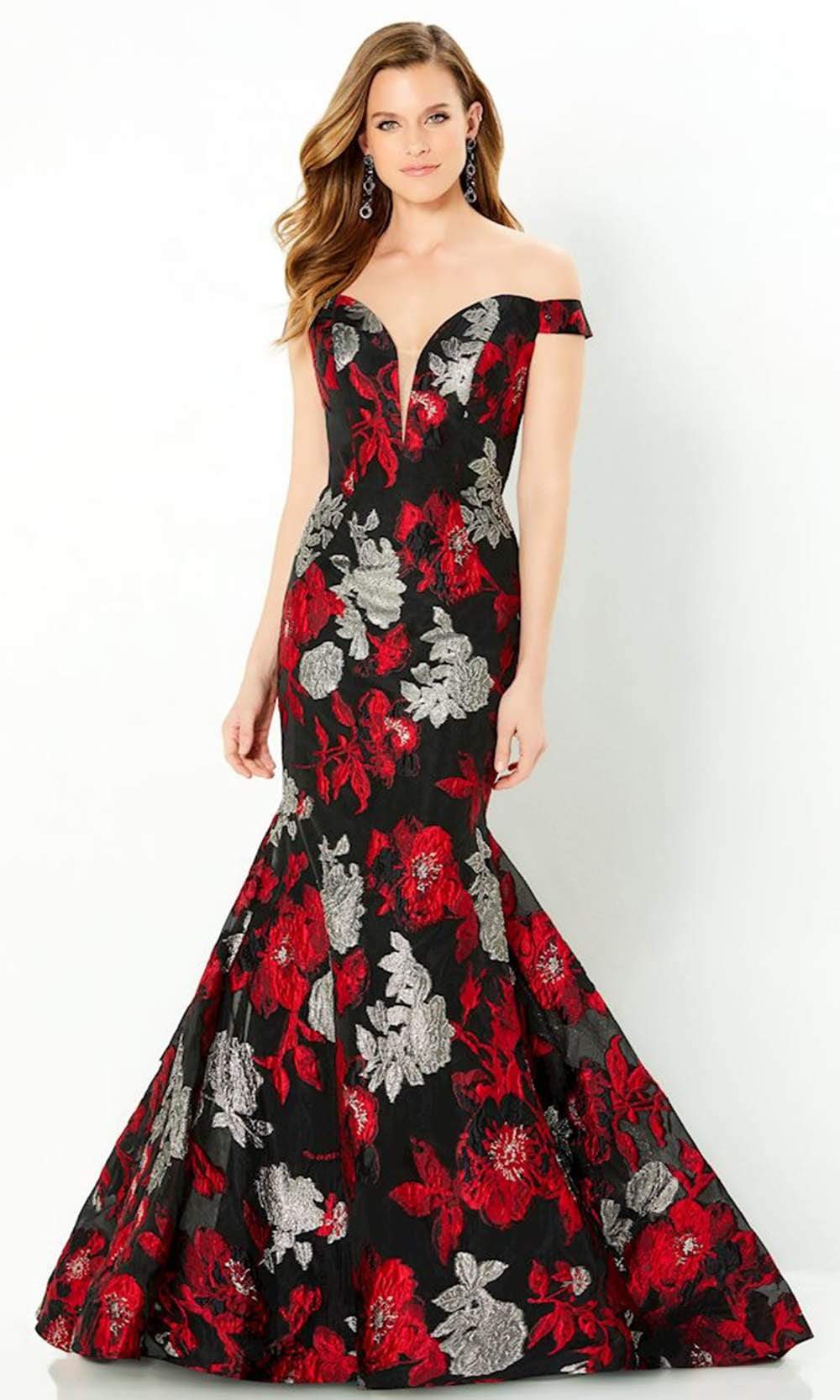 Image of Montage by Mon Cheri - 220952 Floral Deep Off-Shoulder Gown
