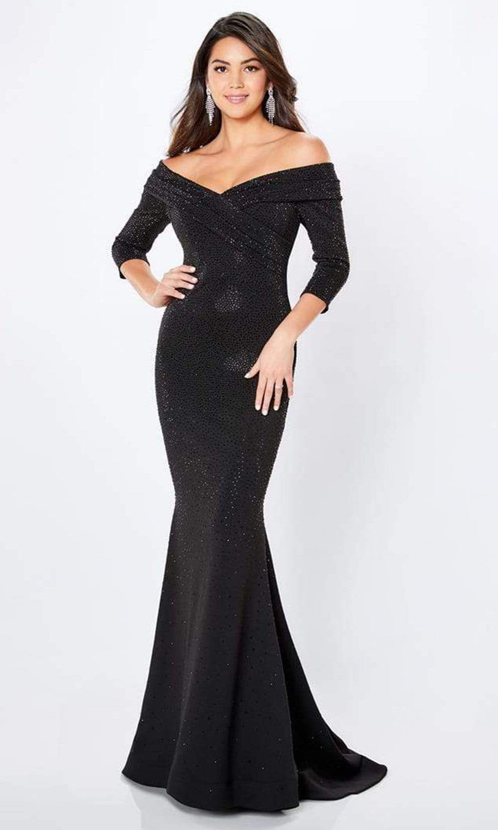 Image of Montage by Mon Cheri - 221970 Off-Shoulder Sparkle Beaded Mermaid Gown