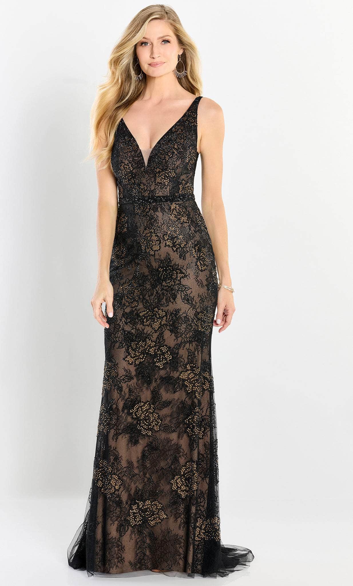 Image of Montage by Mon Cheri M2212 - Lace Mesh Sleeveless Floral Dress