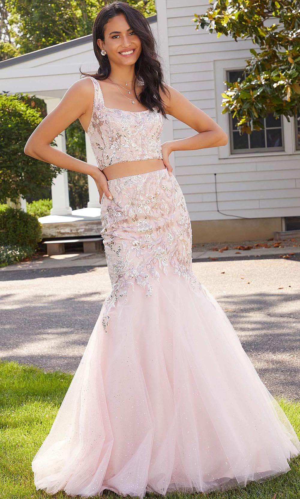 Image of Mori Lee 47043 - Two-piece Sleeveless Square Neck Long Gown