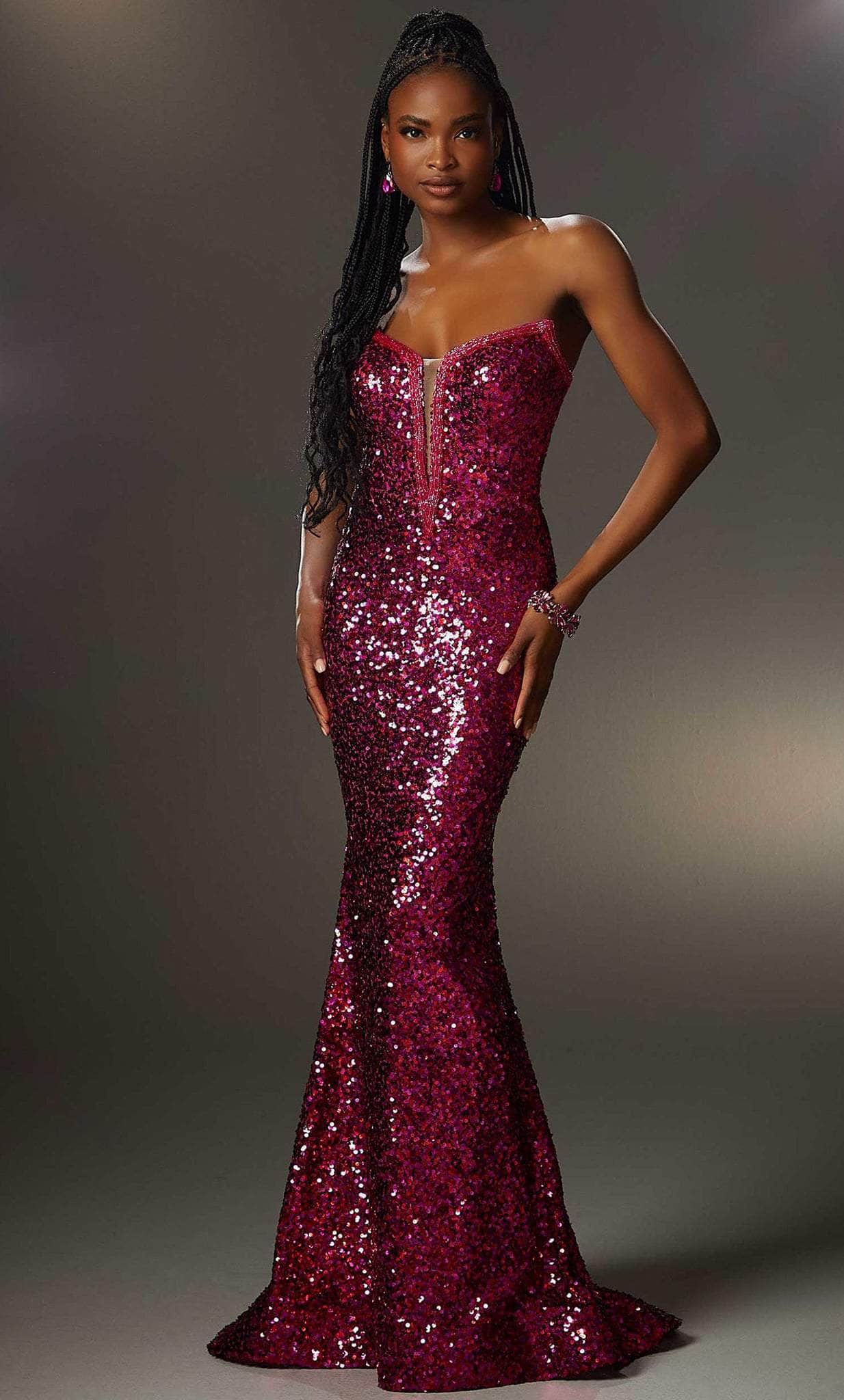 Image of Mori Lee 48004 - Sequined Strapless Evening Gown