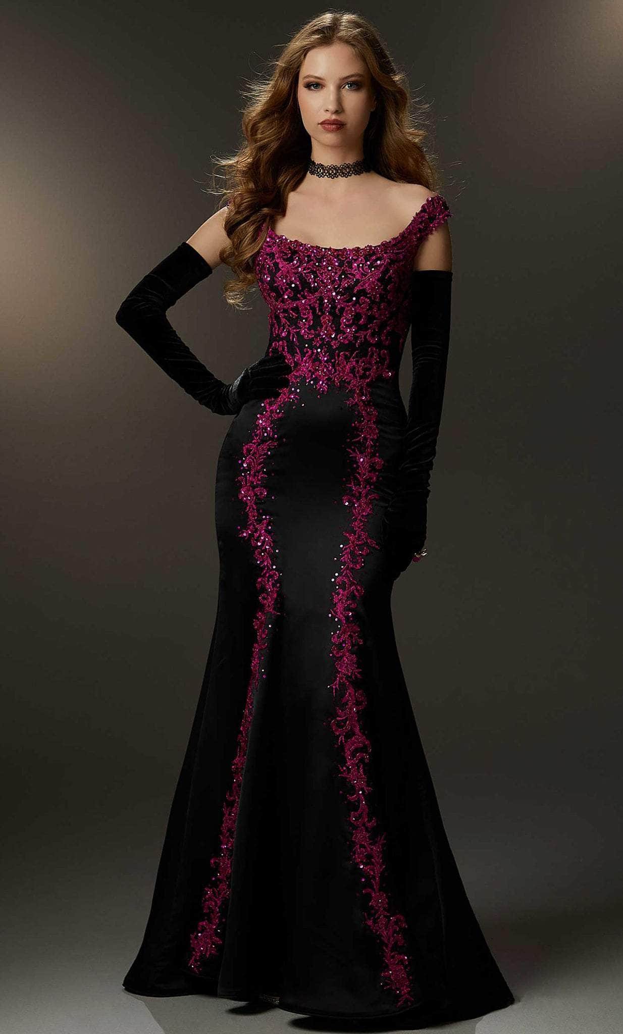 Image of Mori Lee 48012 - Embroidered Off-Shoulder Evening Gown