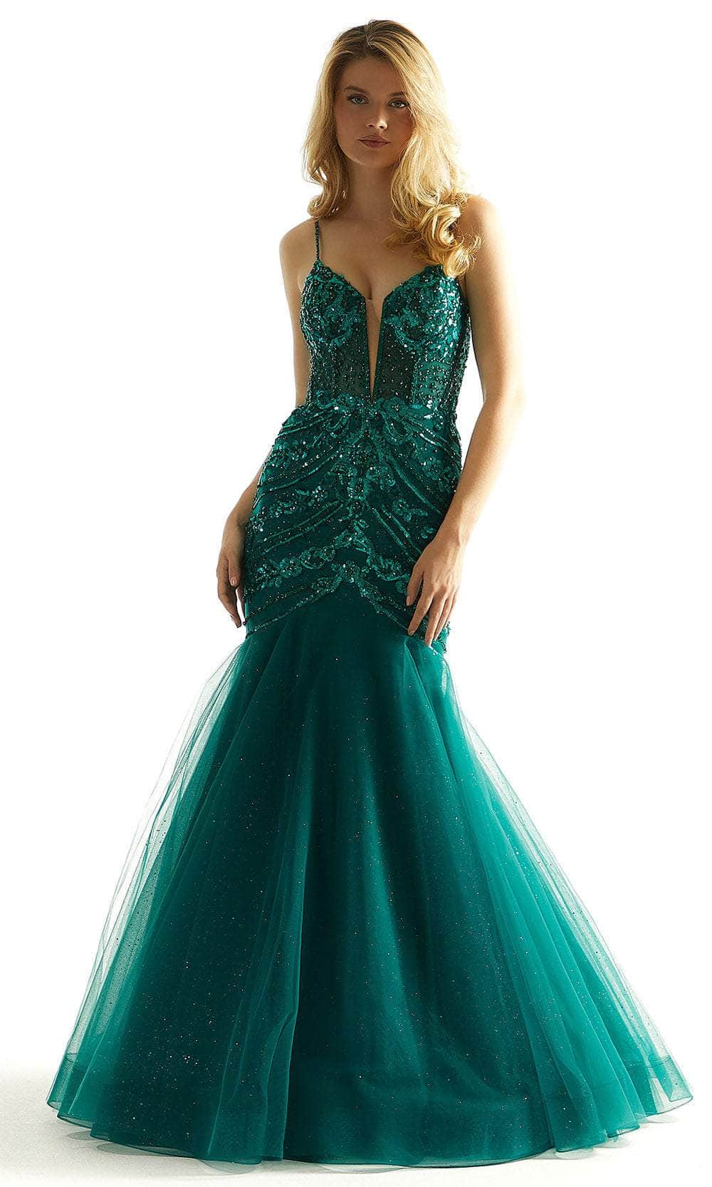 Image of Mori Lee 49014 - Plunging Beaded Prom Dress