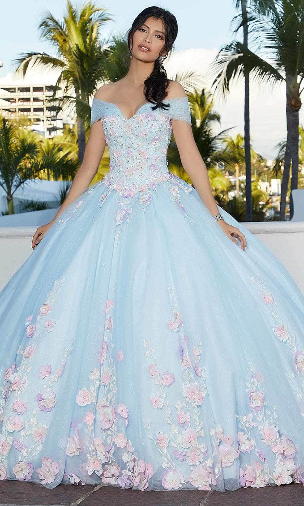 Image of Mori Lee 60165 - 3D Floral Appliqued Sweetheart Ballgown