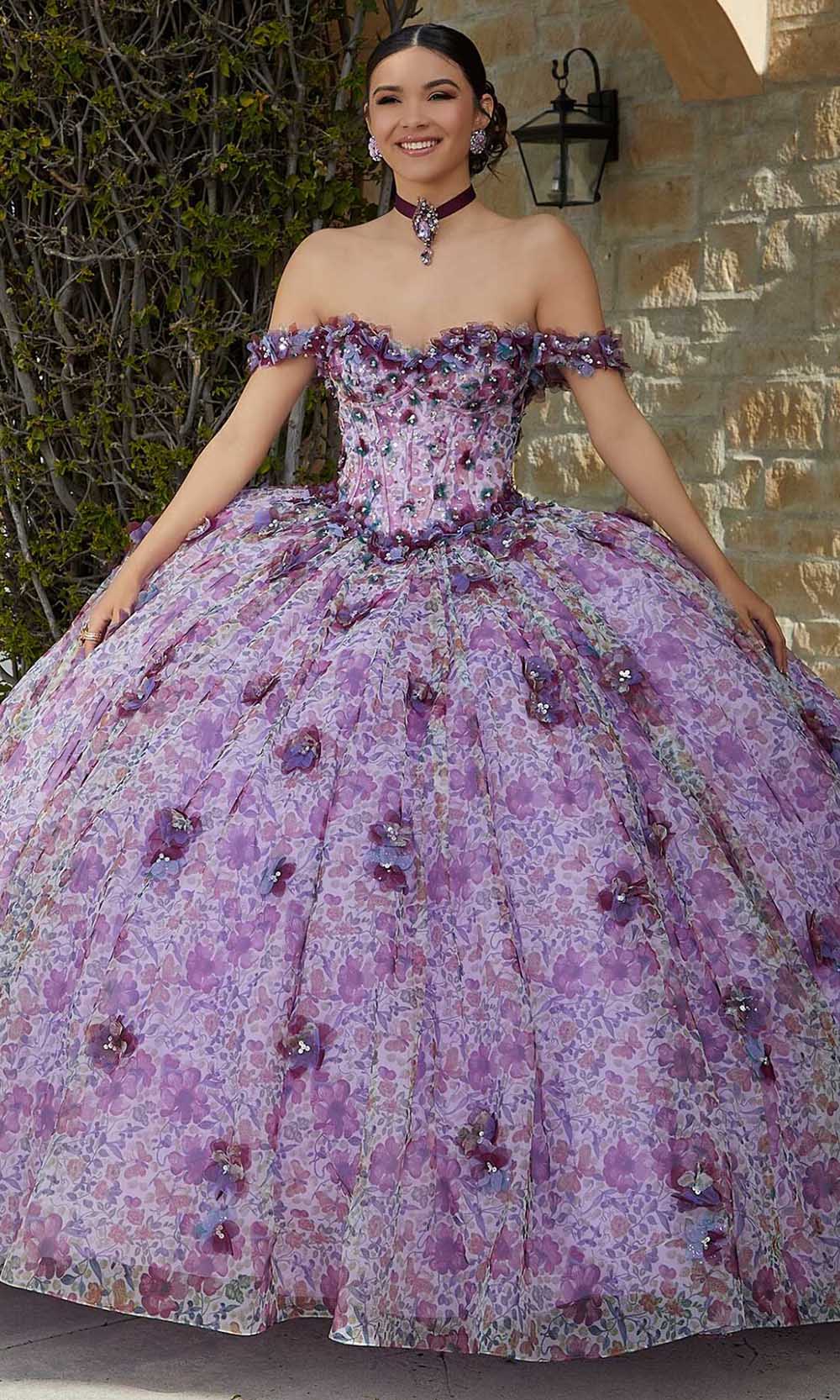 Image of Mori Lee 60182 - 3D Floral Applique Embellished Strapless Ballgown