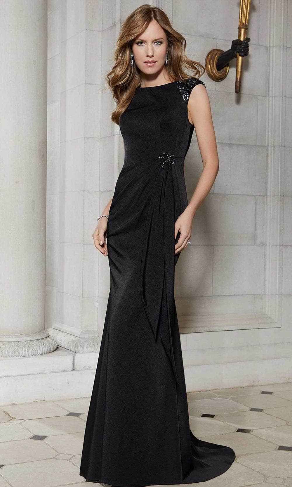 Image of Mori Lee 72607 - Stretch Crepe Bateau Neck Evening Dress