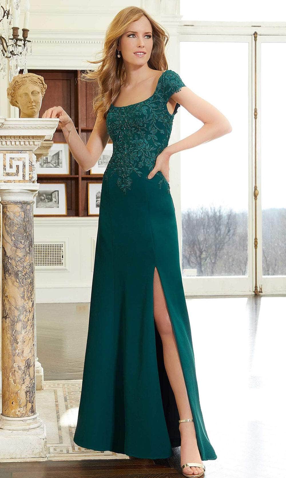 Image of Mori Lee 72608 - Embellished Bodice Cap Sleeve Evening Gown