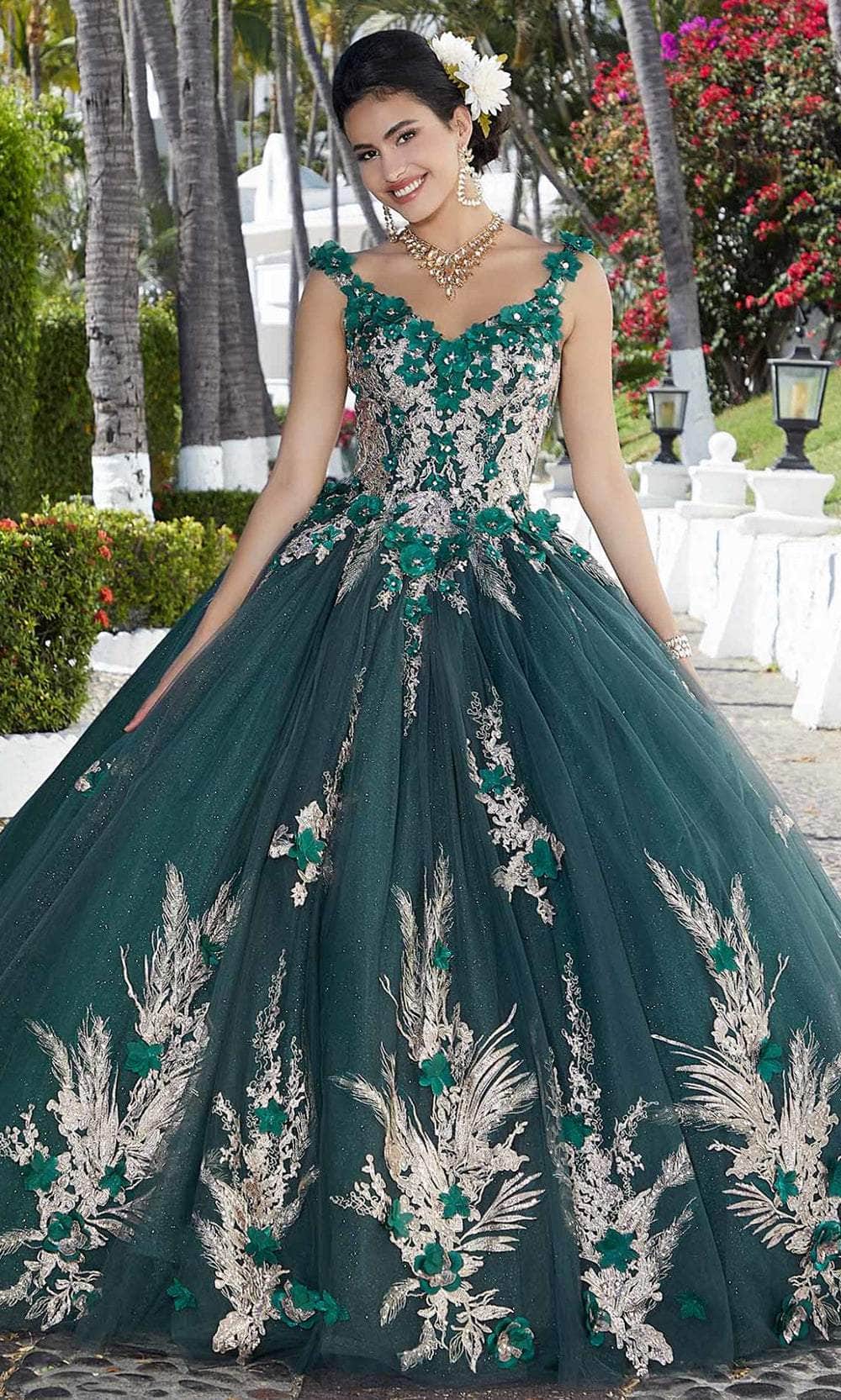 Image of Mori Lee 89362 - Floral Appliqued Quinceañera Dress