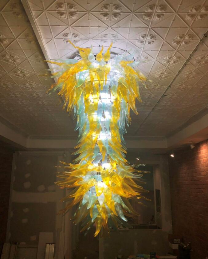 Image of Multicolor Pendant Lamps 100% Art Light Handmade Blown Glass Ceiling Lighting LED for Coffee House Office Villa Stair Decoration