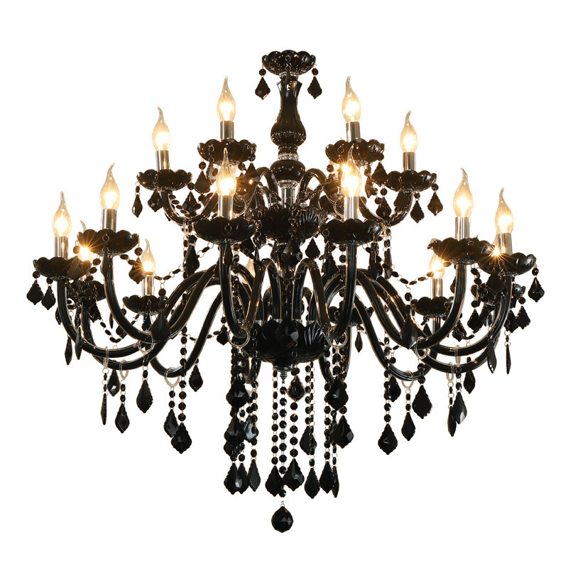 Image of Murano Glass Crystal Chandelier Light modern black chandeliers restaurant chandelier Candle house decoration indoor lighting