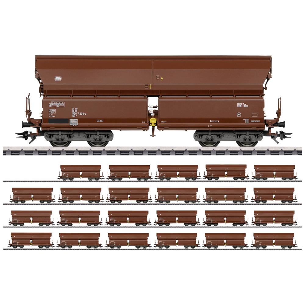 Image of MÃ¤rklin 000730 H0 set of 24 pivot roof wagon Tals 968 of DB