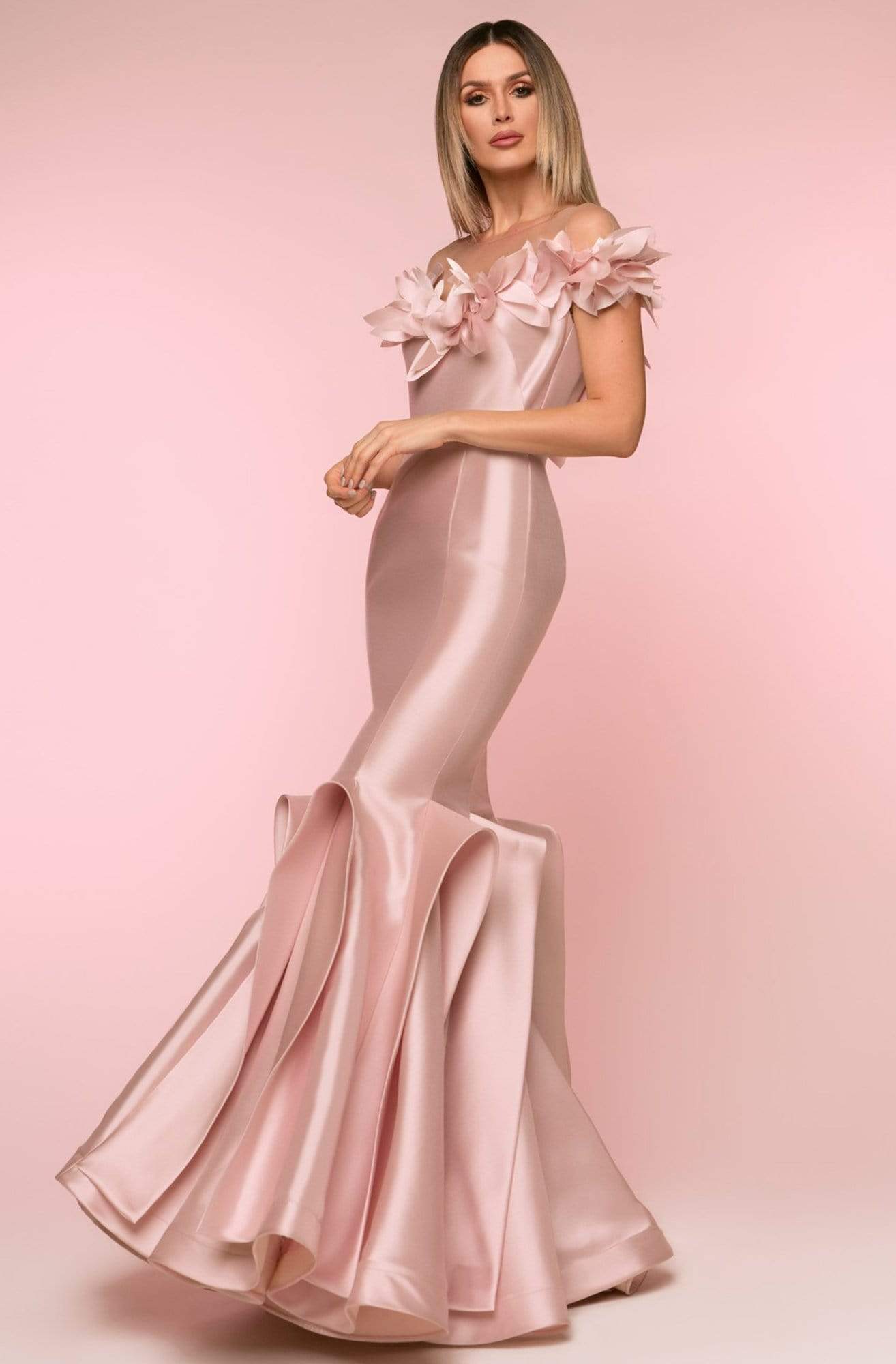 Image of Nicole Bakti - 6825 Illusion Lace Appliqued Mermaid Gown