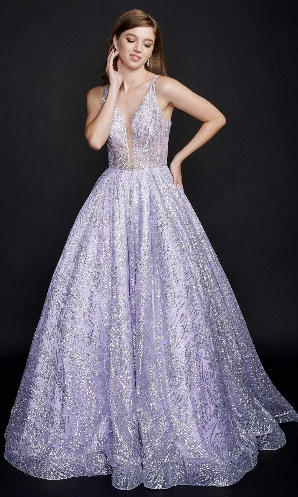 Image of Nina Canacci - 8202 Sheer Glitter A-Line Gown