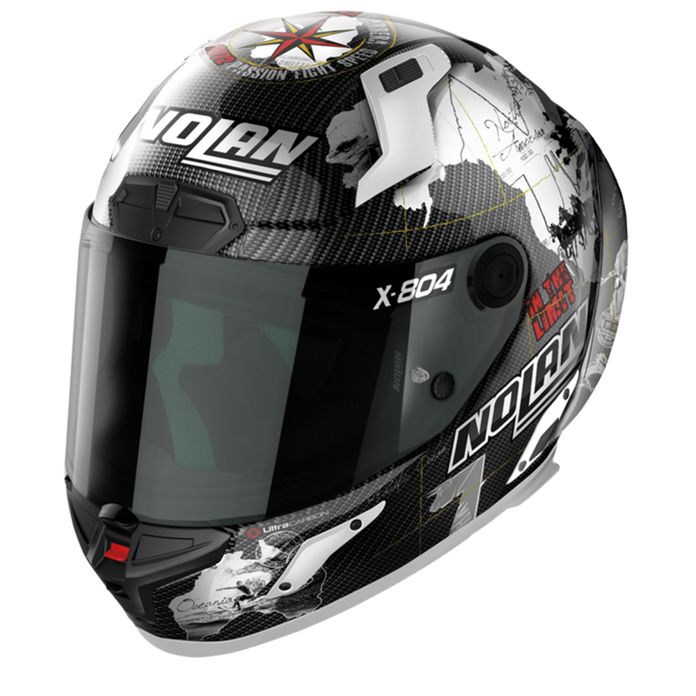 Image of Nolan X-804 RS Ultra Carbon Checa 024 White Replica Full Face Helmet Taille L