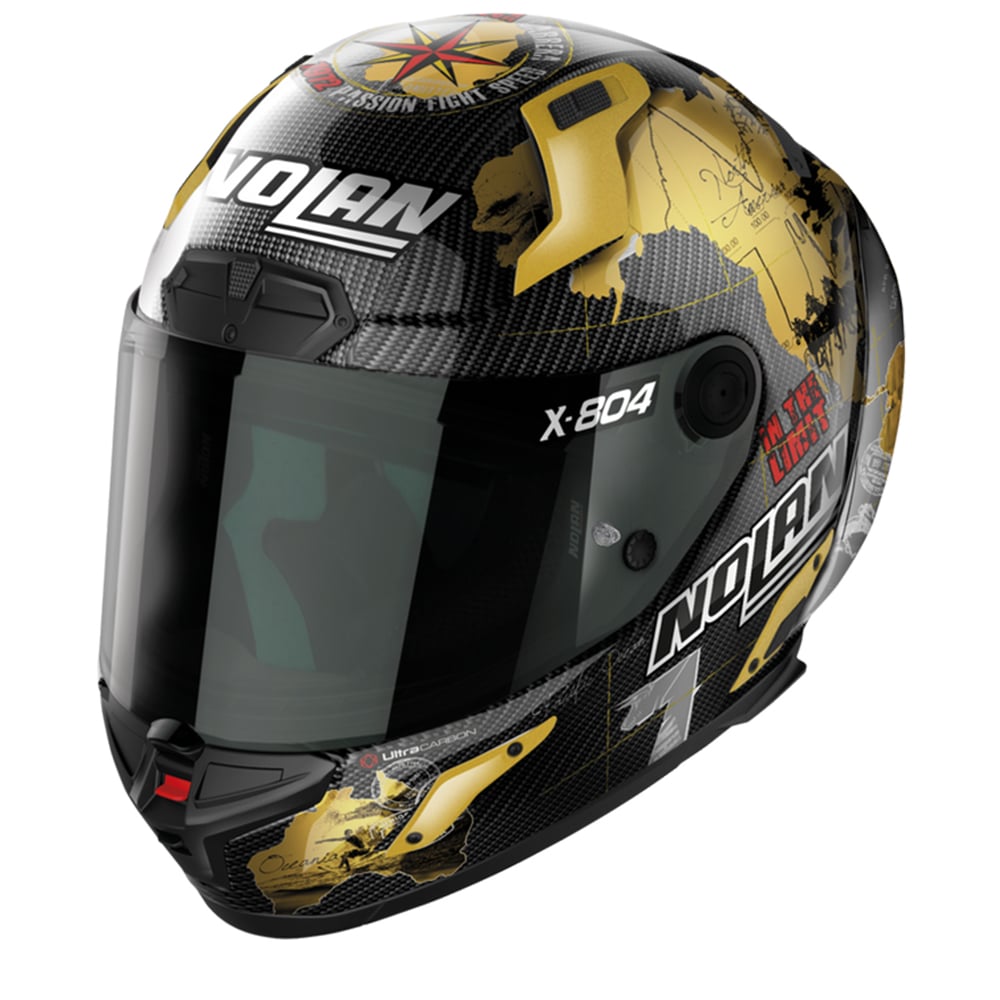 Image of Nolan X-804 RS Ultra Carbon Checa Gold 025 Replica Full Face Helmet Size L EN