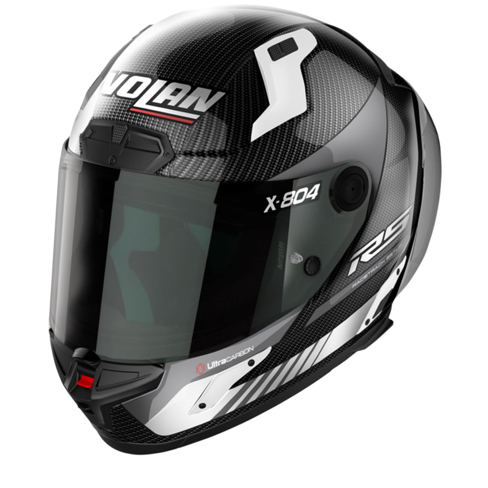 Image of Nolan X-804 RS Ultra Carbon Hot Lap 012 Carbon White Full Face Helmet Size XL ID 8054945040623
