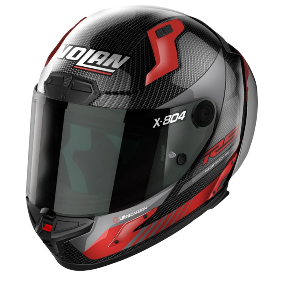 Image of Nolan X-804 RS Ultra Carbon Hot Lap 013 Red Full Face Helmet Size XL ID 8054945040708