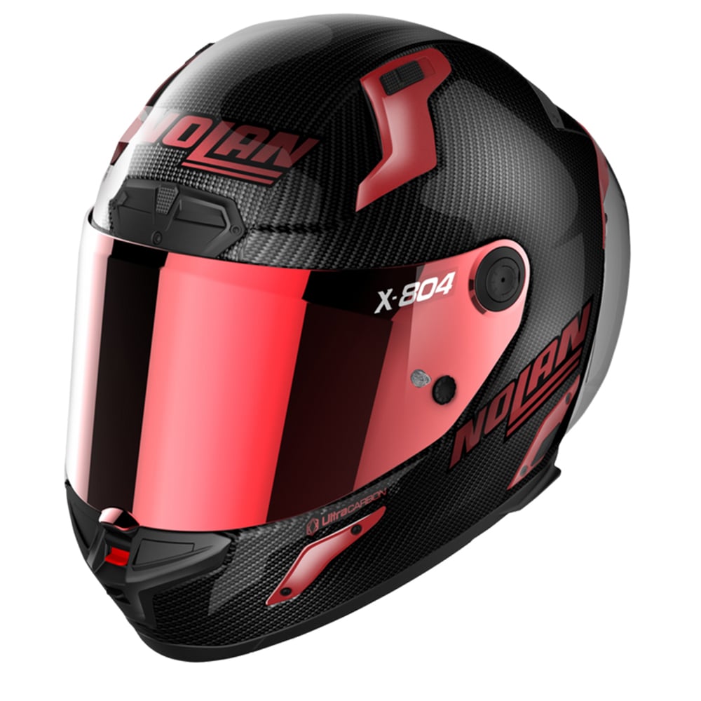 Image of Nolan X-804 RS Ultra Carbon Iridium Edit 005 Black Red Full Face Helmet Size M EN