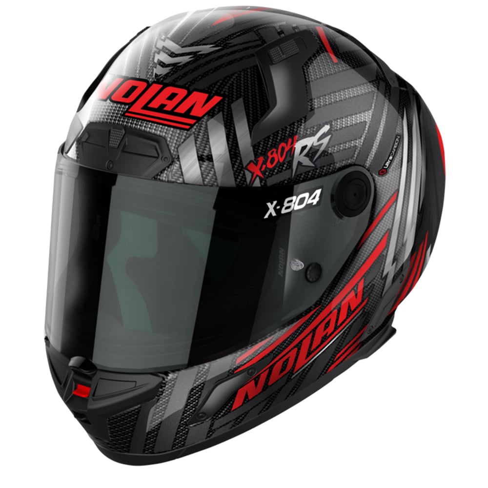 Image of Nolan X-804 RS Ultra Carbon Spectre 018 Red Chrome Silver Full Face Helmet Size 2XL ID 8054945041910