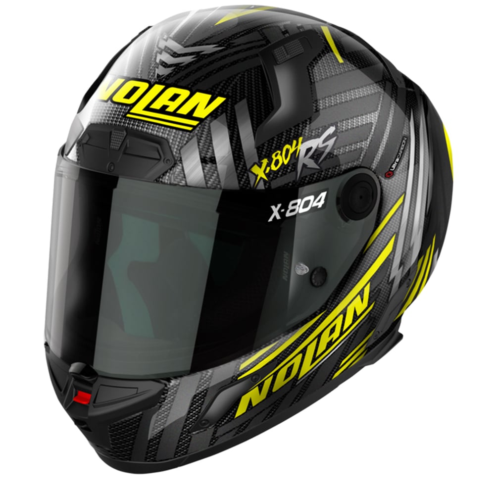 Image of Nolan X-804 RS Ultra Carbon Spectre 019 Yellow Chrome Silver Full Face Helmet Size S ID 8054945041958