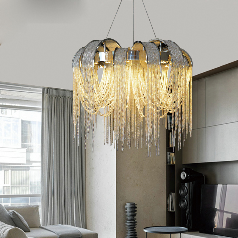 Image of Nordic Lamps Postmodern Round Chandelier Lighting Atmosphere Villa Living Room Dining Room Chandeliers Creative Hotel Staircase led Pendant Lamp