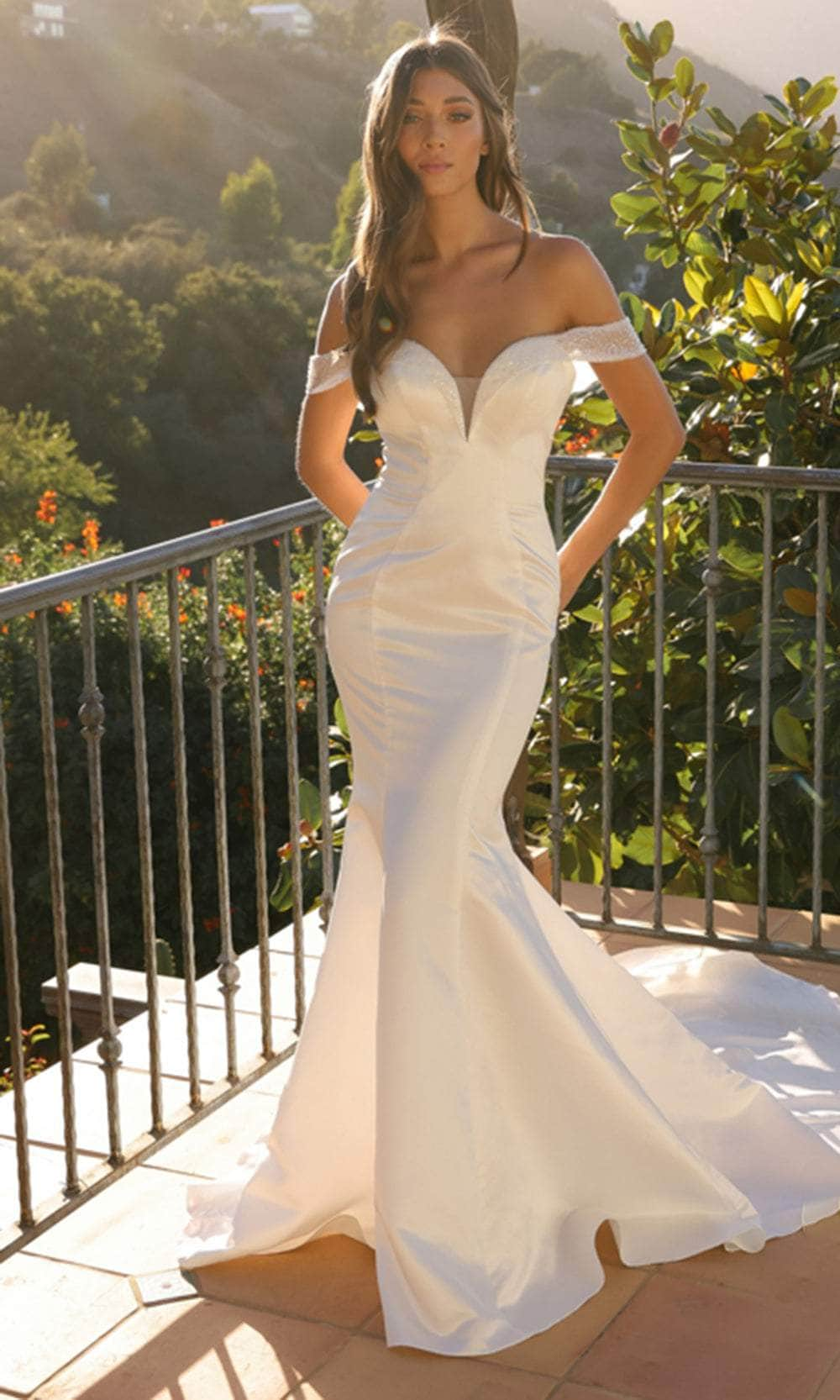 Image of Nox Anabel JW979 - Satin Off-Shoulder Mermaid Gown