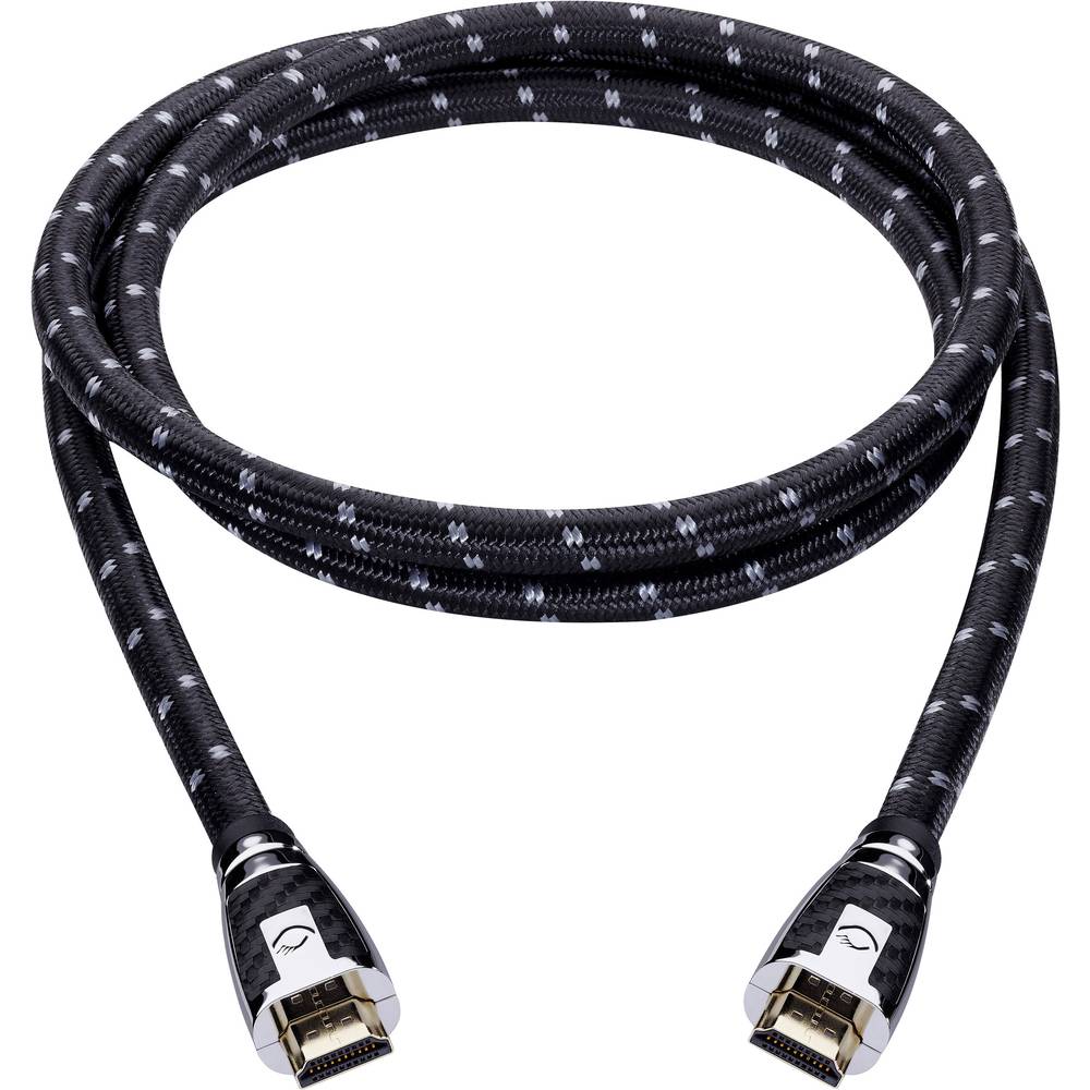 Image of Oehlbach HDMI Cable HDMI-A plug HDMI-A plug 1500 m Black Grey 11429 gold plated connectors Fabric sleeve Audio
