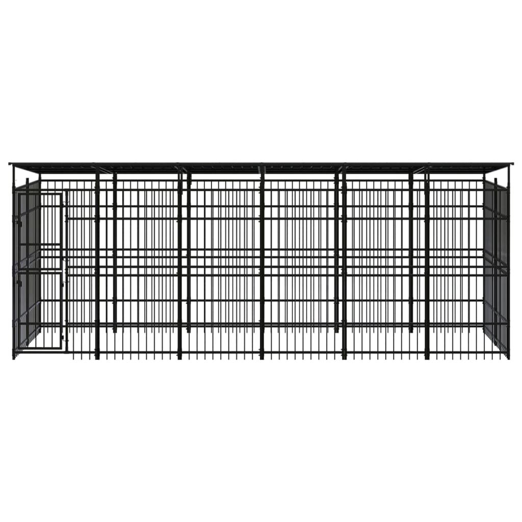 Image of Outdoor Dog Kennel with Roof Steel 119 ft²
