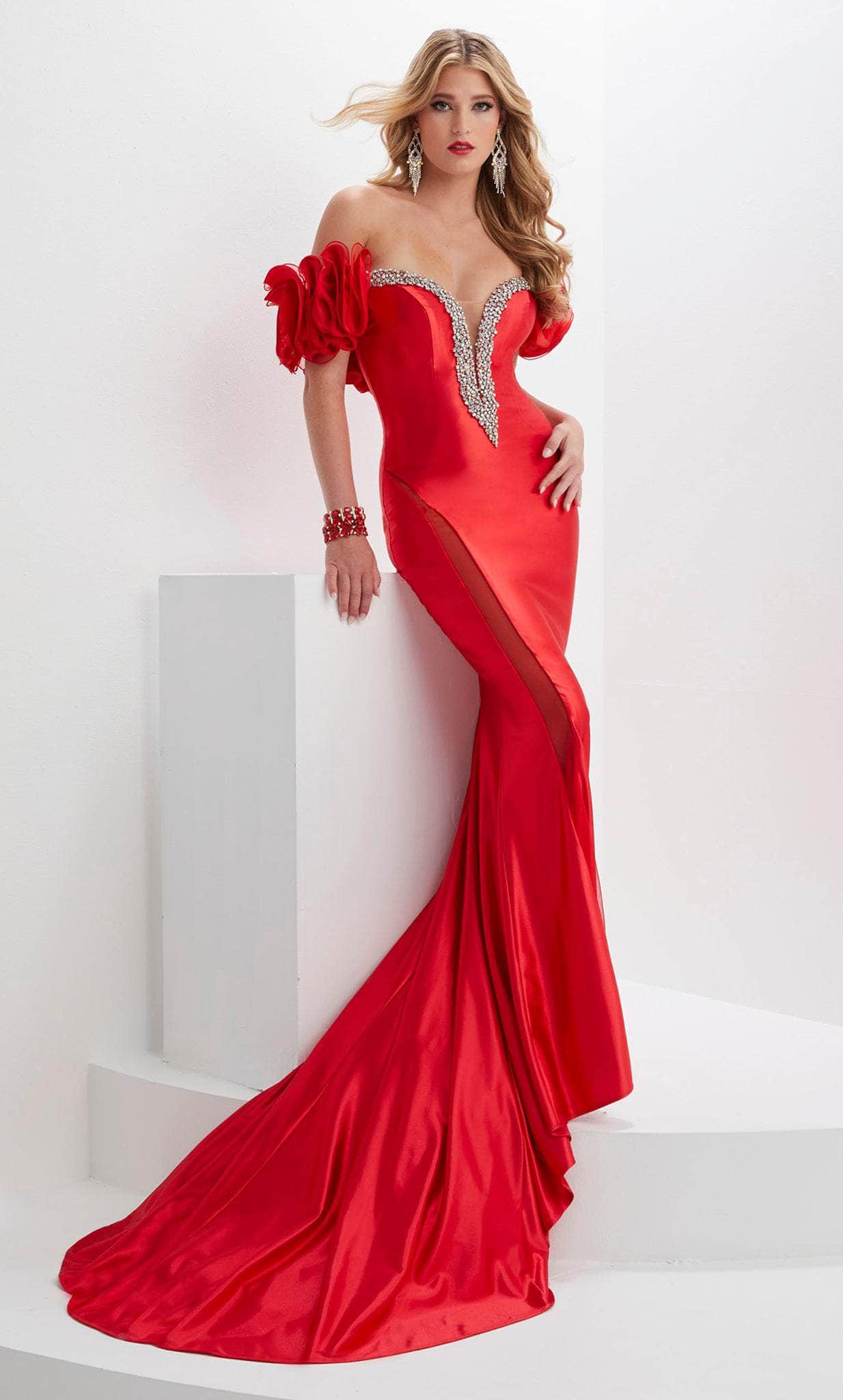 Image of Panoply 14126 - Off Shoulder Ruffle Evening Gown
