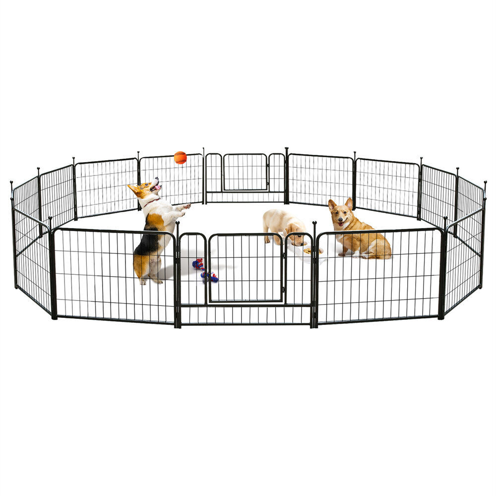 Image of PawGiant Dog Pen 16 Panels 24-Inch High RV Dog Playpen Outdoor/Indoor Dog Fence Exercise Pet Pen for Dogs with Metal Pr