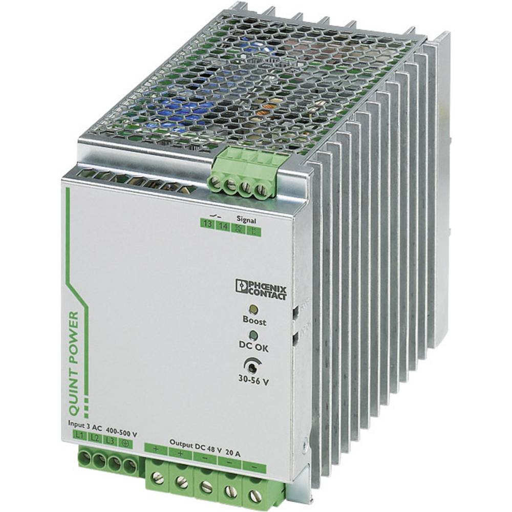 Image of Phoenix Contact QUINT-PS/3AC/48DC/20 Rail mounted PSU (DIN) 48 V DC 20 A 960 W No of outputs:1 x Content 1 pc(s)