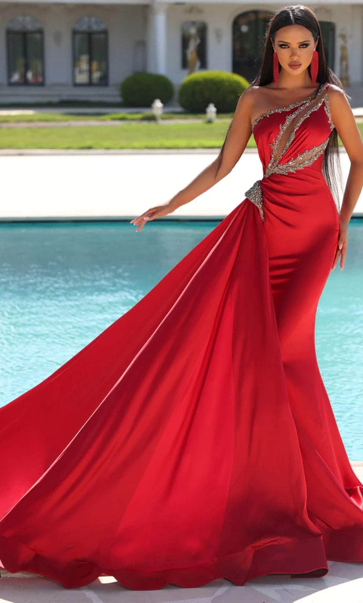 Image of Portia and Scarlett PS23460 - Beaded One Shoulder Evening Gown