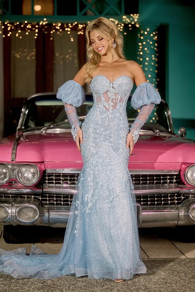 Image of Portia and Scarlett PS24144 - Lace Appliqued Mermaid Prom Gown