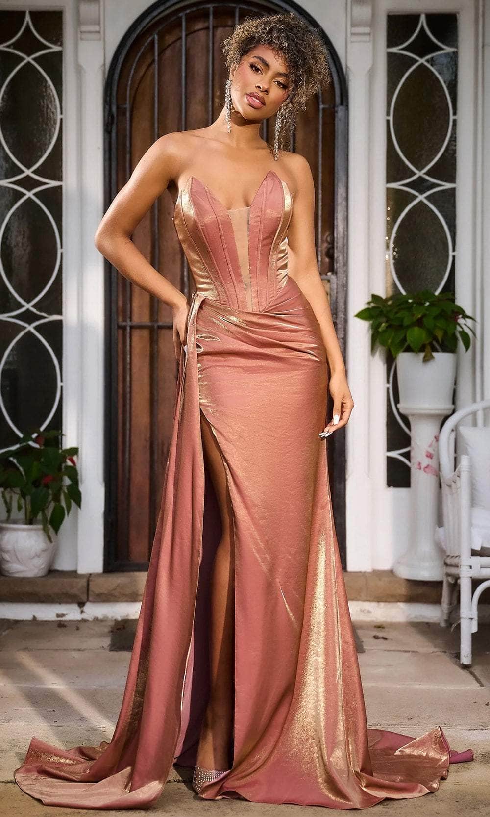 Image of Portia and Scarlett PS24634E - Plunging V-Neck Corset Evening Gown