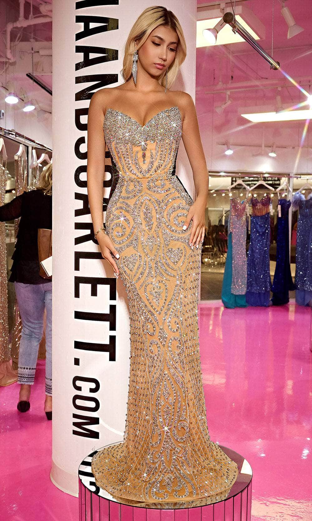 Image of Portia and Scarlett PS24867C - Embellished Strapless Evening Dress