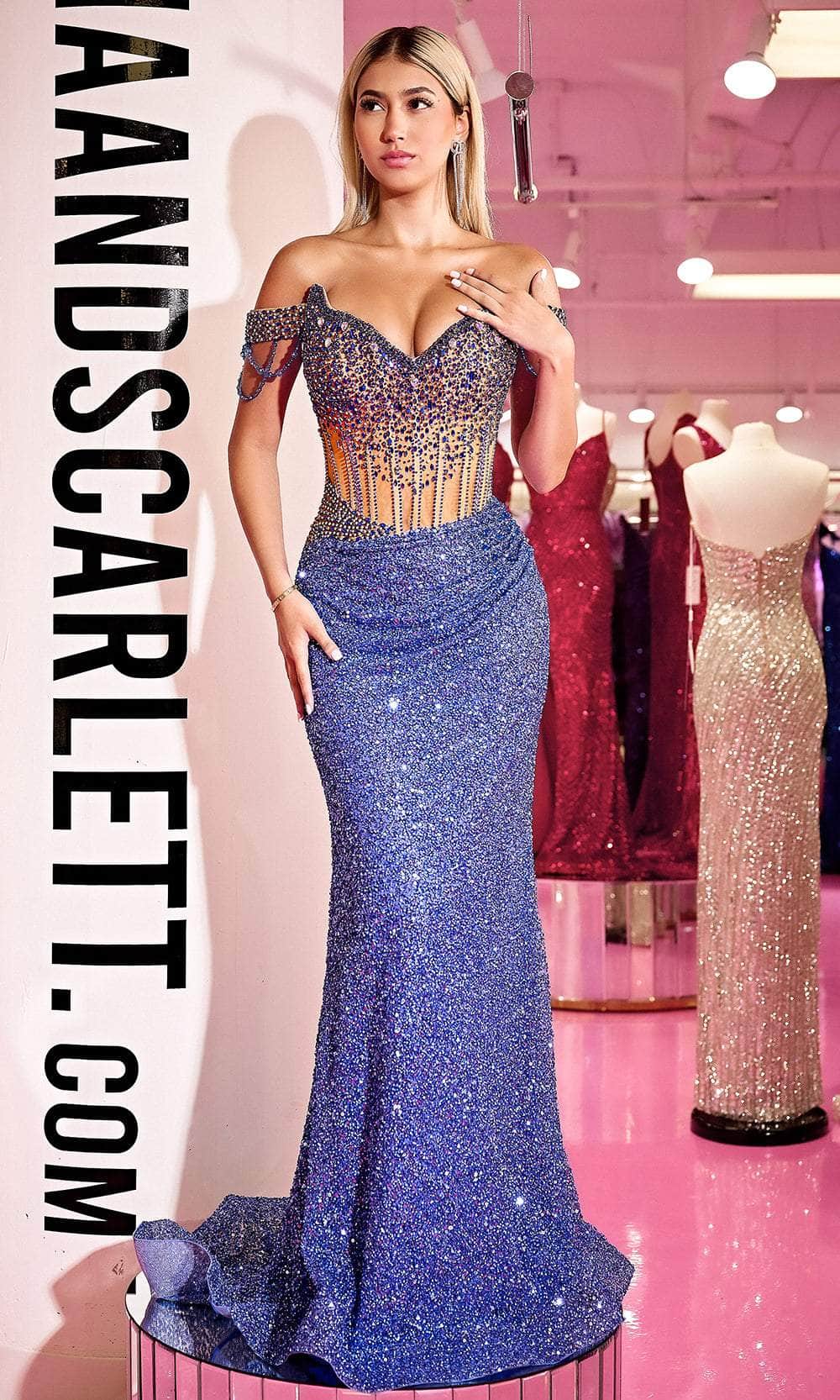 Image of Portia and Scarlett PS24880C - Illusion Waist Beaded Prom Gown
