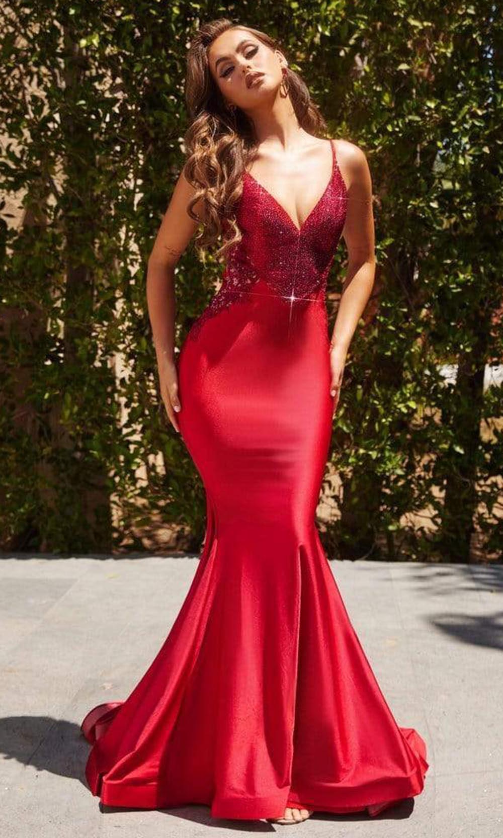 Image of Portia and Scarlett - Ps22641 Glittered Bod V Neck Mermaid Gown