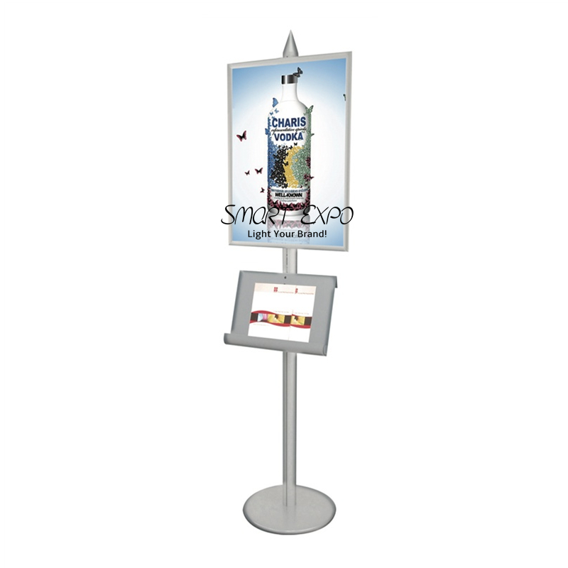 Image of Poster Stand Advertising Display with Literature Tray Holder